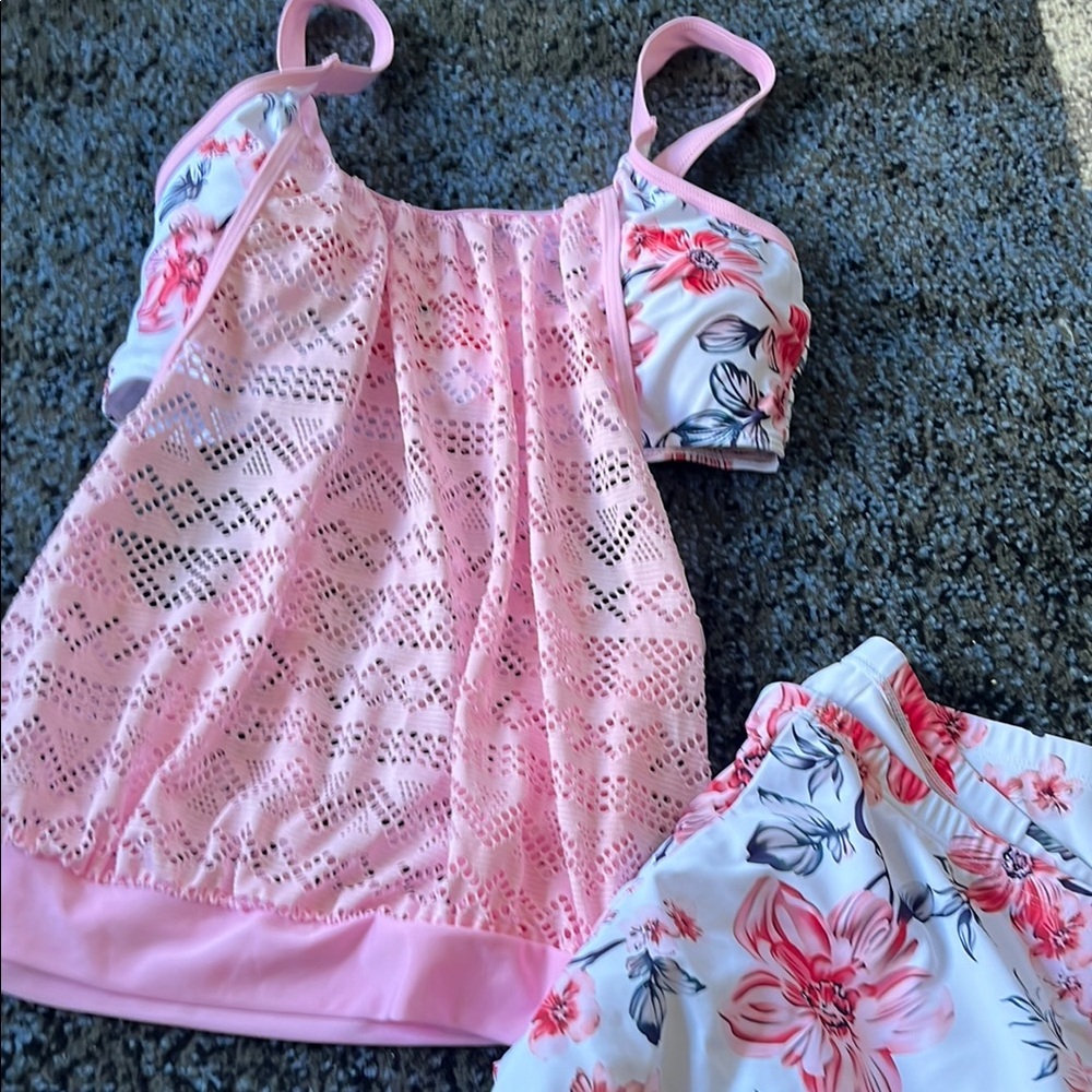 Pink Floral Tankini Set